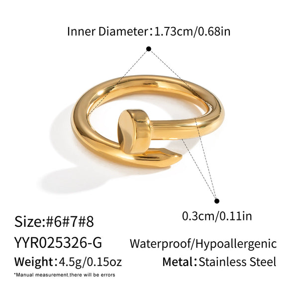 Wholesale Stainless Steel Nail Bracelet Ring Accessories Jewelry With 18K Gold Electroplated Stylish Design