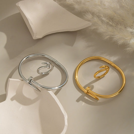 Wholesale Stainless Steel Nail Bracelet Ring Accessories Jewelry With 18K Gold Electroplated Stylish Design