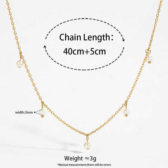 Wholesale Stainless Steel Natural Pearl Tassel Pendant Necklace Light Luxury Geometric Electroplated For Women
