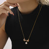 Wholesale 316L Stainless Steel Natural Shell Double Butterfly Geometric Clavicle Necklace Pvd Plated 18K Gold Jewelry For Women