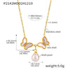 Wholesale Stainless Steel Natural Shell Double Butterfly Geometric Diamond Beads Collarbone Necklace Pvd Plated 18K Gold Jewelry For Women