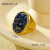 Wholesale Stainless Steel Natural Stone Geometric Ring Electroplated Fashion Women's Hand Jewelry
