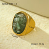 Wholesale Stainless Steel Natural Stone Geometric Ring Electroplated Fashion Women's Hand Jewelry