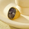 Wholesale Stainless Steel Natural Stone Geometric Ring Electroplated Fashion Women's Hand Jewelry
