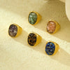 Wholesale Stainless Steel Natural Stone Geometric Ring Electroplated Fashion Women's Hand Jewelry