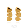 Wholesale Stainless Steel Natural Style Geometric And Leaf Patterned Electroplated Triangle Blade Lava Texture Earrings For Women