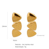 Wholesale Stainless Steel Natural Style Geometric And Leaf Patterned Electroplated Triangle Blade Lava Texture Earrings For Women
