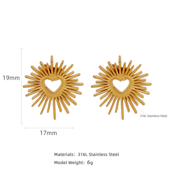 Wholesale Stainless Steel Natural Style Geometric And Leaf Patterned Electroplated Triangle Blade Lava Texture Earrings For Women