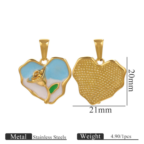 Wholesale Stainless Steel Natural Style Plant Flowers Pattern Electroplating Pendant Necklace Accessories