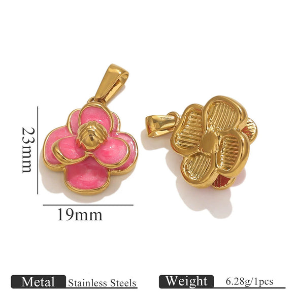 Wholesale Stainless Steel Natural Style Plant Flowers Pattern Electroplating Pendant Necklace Accessories