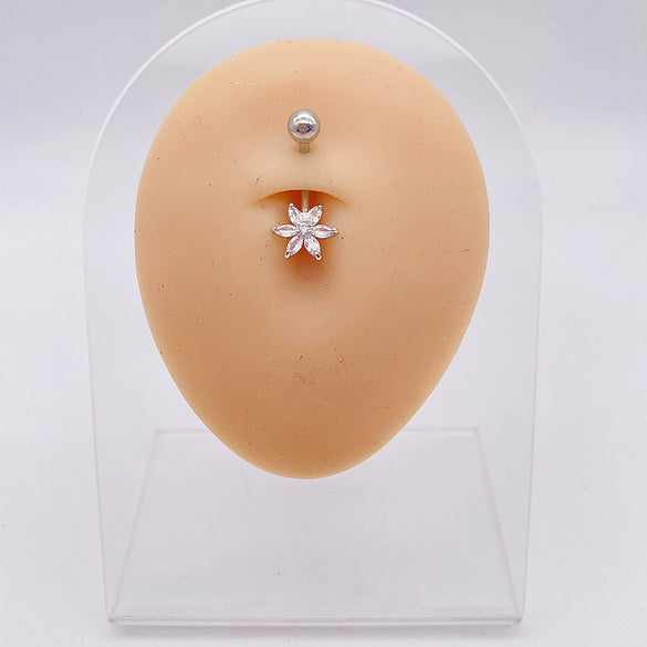 Wholesale Stainless Steel Navel Ring With Heart Butterfly Skull Leaves Star Crown Flowers Zircon Electroplated Women's Piercing Jewelry