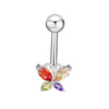 Wholesale Stainless Steel Navel Ring With Heart Butterfly Skull Leaves Star Crown Flowers Zircon Electroplated Women's Piercing Jewelry