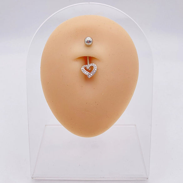 Wholesale Stainless Steel Navel Ring With Heart Butterfly Skull Leaves Star Crown Flowers Zircon Electroplated Women's Piercing Jewelry