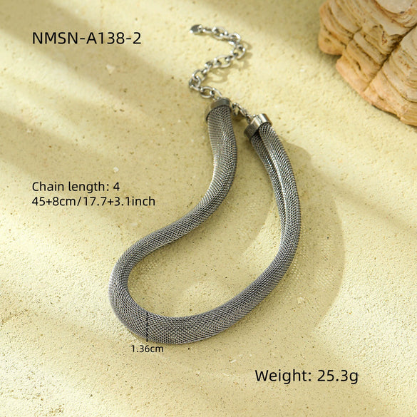 Wholesale Stainless Steel Necklace Light Luxury Simple Mesh Geometric Electroplated Trendy Fashionable Cold Style Highend Nonfading For Women