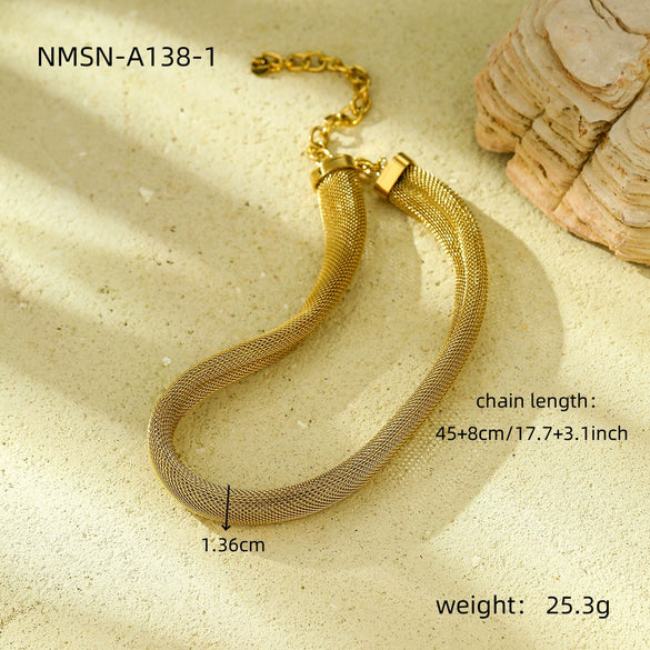 Wholesale Stainless Steel Necklace Light Luxury Simple Mesh Geometric Electroplated Trendy Fashionable Cold Style Highend Nonfading For Women