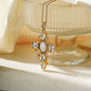 Wholesale Stainless Steel Necklace With Copper Inlaid Zircon Pendant Geometric Style Electroplated For Women