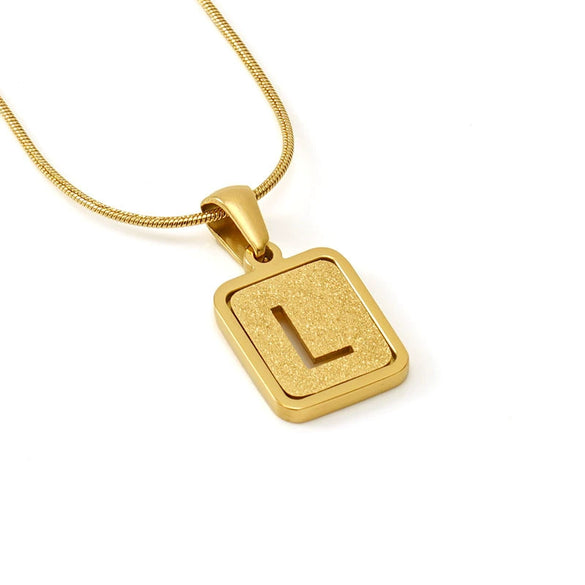 Wholesale Stainless Steel Necklace With Electroplating 26 Letters Pendant And New Sand Pressing Process Snake Chain Design