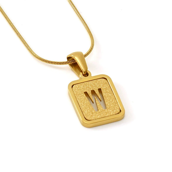 Wholesale Stainless Steel Necklace With Electroplating 26 Letters Pendant And New Sand Pressing Process Snake Chain Design