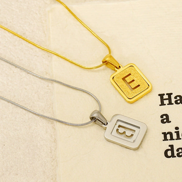 Wholesale Stainless Steel Necklace With Electroplating 26 Letters Pendant And New Sand Pressing Process Snake Chain Design