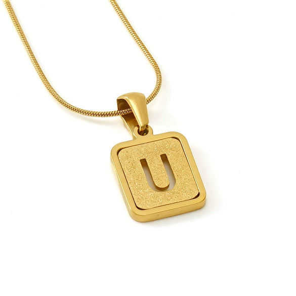 Wholesale Stainless Steel Necklace With Electroplating 26 Letters Pendant And New Sand Pressing Process Snake Chain Design