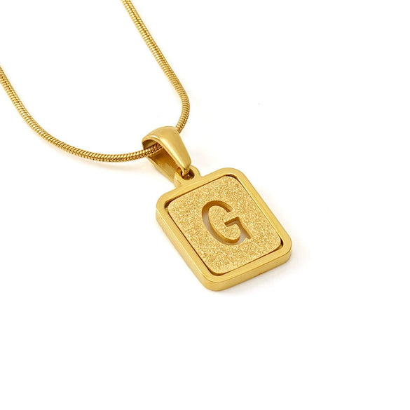 Wholesale Stainless Steel Necklace With Electroplating 26 Letters Pendant And New Sand Pressing Process Snake Chain Design