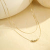 Wholesale Stainless Steel Necklace With Geometric Beads Electroplated Double Layer Stacked Collarbone Chain For Women