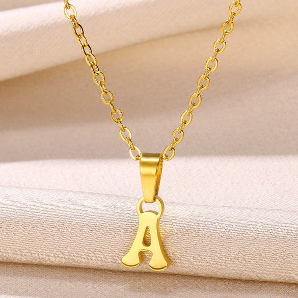 Wholesale Stainless Steel Necklace With Heart Shape And English Letter Pendant Electroplated Cross Chain Unisex