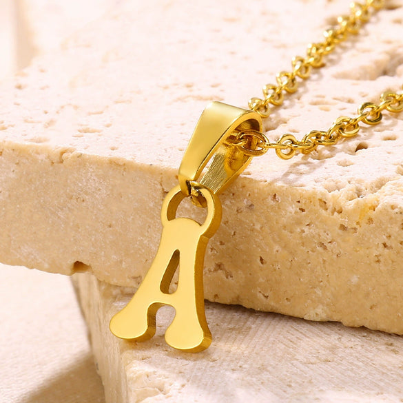 Wholesale Stainless Steel Necklace With Heart Shape And English Letter Pendant Electroplated Cross Chain Unisex