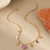 Wholesale Stainless Steel Necklace With Shell Conch Natural Stone Pendant Geometric Style Electroplating For Women