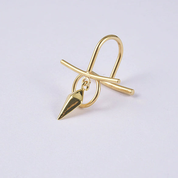 Wholesale Stainless Steel Non Piercing Lip Ring With Cross Sunflower Zircon Pendant Simple Style Electroplating Process
