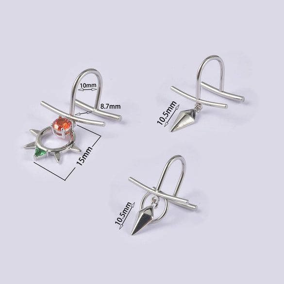 Wholesale Stainless Steel Non Piercing Lip Ring With Cross Sunflower Zircon Pendant Simple Style Electroplating Process