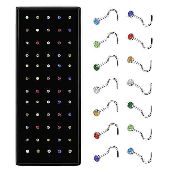 Wholesale Stainless Steel Nose Studs And Nose Rings Diamond Encrusted Round Piercing Jewelry