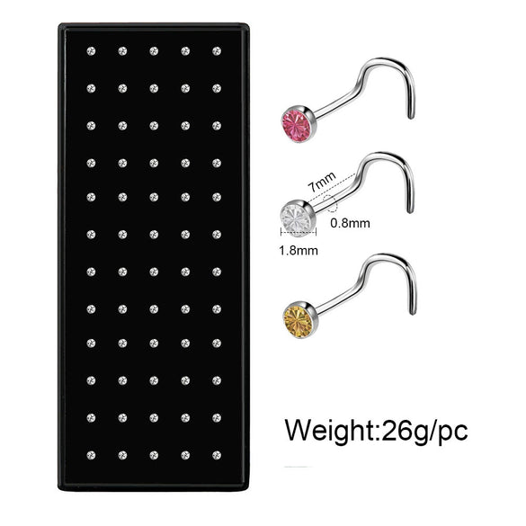 Wholesale Stainless Steel Nose Studs And Nose Rings Diamond Encrusted Round Piercing Jewelry