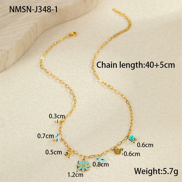 Wholesale Stainless Steel Ocean Style Geometric Starfish Necklace With Electroplating