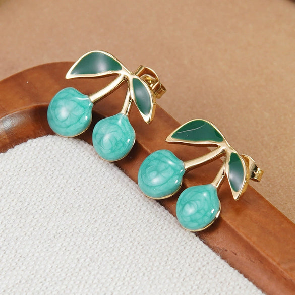 Wholesale Stainless Steel Oil Dripping Fruit Earrings For Women