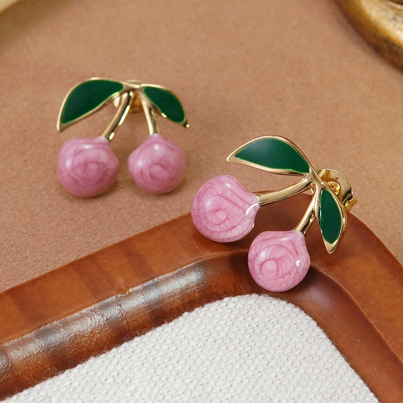 Wholesale Stainless Steel Oil Dripping Fruit Earrings For Women