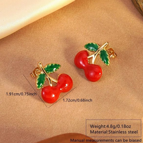 Wholesale Stainless Steel Oil Dripping Fruit Earrings For Women