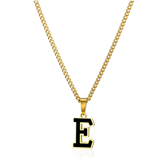 Wholesale Stainless Steel Oil Dripping Letter Pendant Necklace Set With Horse Whip Chain