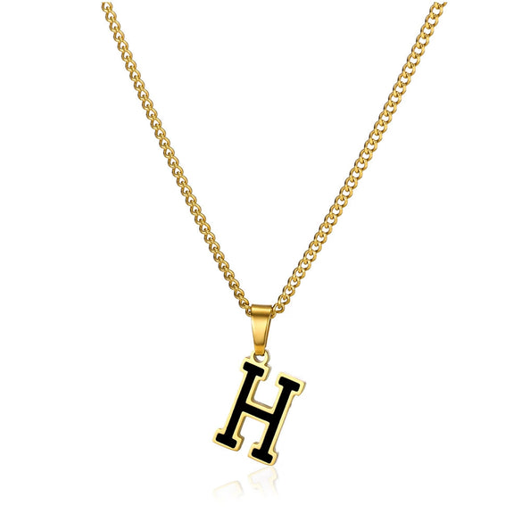 Wholesale Stainless Steel Oil Dripping Letter Pendant Necklace Set With Horse Whip Chain