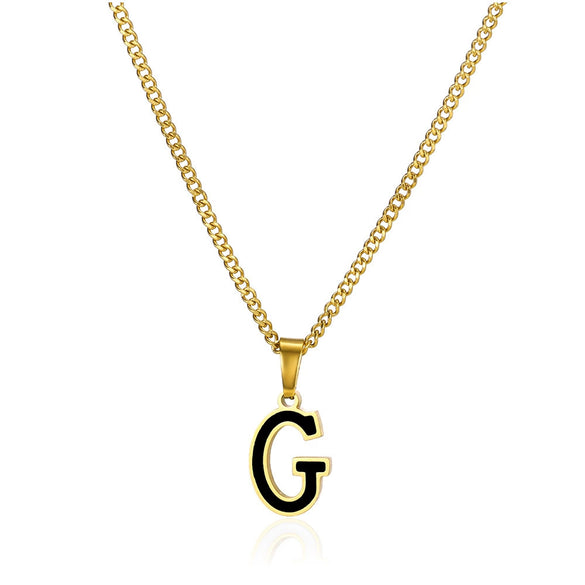 Wholesale Stainless Steel Oil Dripping Letter Pendant Necklace Set With Horse Whip Chain