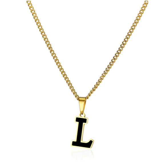 Wholesale Stainless Steel Oil Dripping Letter Pendant Necklace Set With Horse Whip Chain