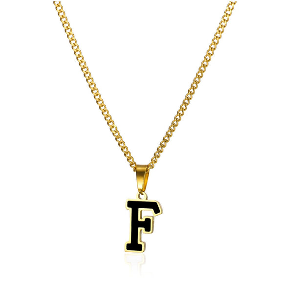 Wholesale Stainless Steel Oil Dripping Letter Pendant Necklace Set With Horse Whip Chain
