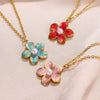 Wholesale Stainless Steel Oil Dripping Pearl Flower Geometric Style Women's Necklace
