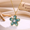 Wholesale Stainless Steel Oil Dripping Pearl Flower Geometric Style Women's Necklace