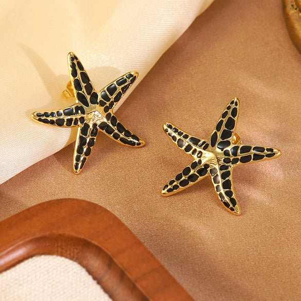 Wholesale Stainless Steel Oil Dripping Star And Starfish Earrings For Women