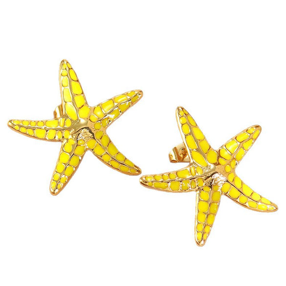 Wholesale Stainless Steel Oil Dripping Star And Starfish Earrings For Women