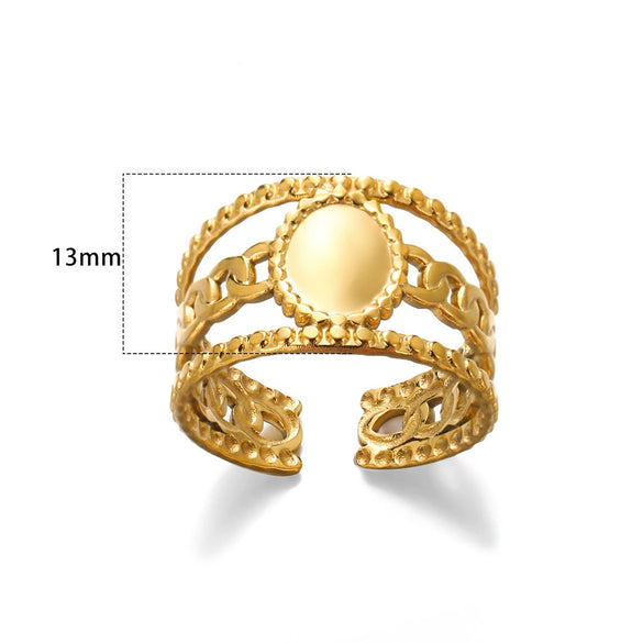 Wholesale Stainless Steel Oil Pressure Wave Geometric Unisex Ring