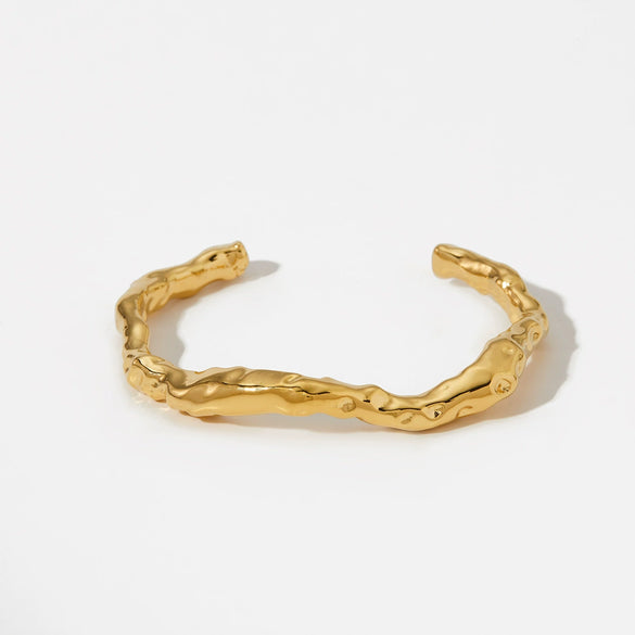 Wholesale Stainless Steel Open Bracelet With Irregular Texture Design And Electroplating Processing