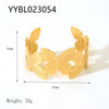 Wholesale Stainless Steel Open Bracelet With Retro Style 18K Gold Plated Vacuum Real Gold Electroplating In Pvd Furnace And Plant Flowers Pattern