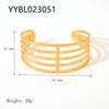Wholesale Stainless Steel Open Bracelet With Retro Style 18K Gold Plated Vacuum Real Gold Electroplating In Pvd Furnace And Plant Flowers Pattern